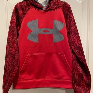 Under Armour UA Storm Fleece Big Logo Printed Boys Hoodie, Red, Size YSM
